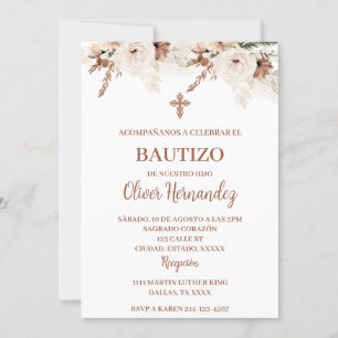 Boho Baptism Convite Espanhol