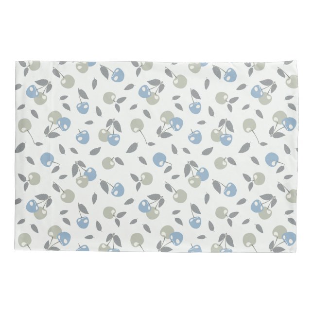 Boho Beach Cherries - sage blue fruit pattern. (Verso)