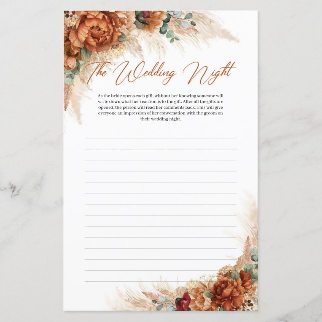 Boho Beach terracotta cobre A Noite do Casamento (Frente)