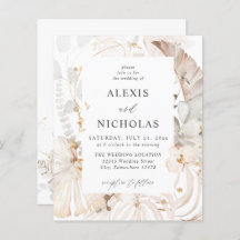 Boho Beach Tropical Beige Floral Casamento