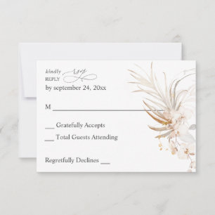Boho Beach Tropical Beige Floral no Meal RSVP 2