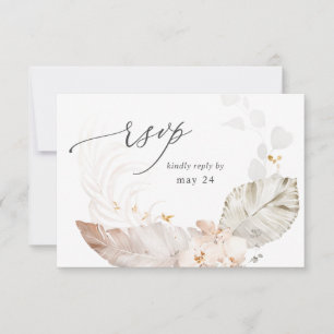 Boho Beach Tropical Beige Floral w Meal RSVP