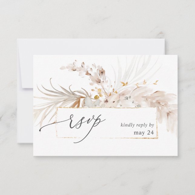 Boho Beach Tropical Beige Floral w Meal RSVP 2 (Frente)