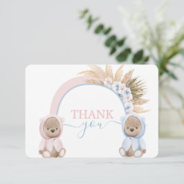 Boho Bear Twins Boy e Cartões de agradecimentos de