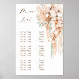 boho beige e poster da lista de preços da horta