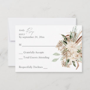 Boho Beige Floral no Mealzel RSVP Card