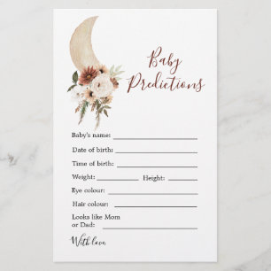 Boho Beige Moon Chá de fraldas Previsão De Bebê