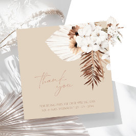 Boho Beige Pampas Grass Orchid Casamento Obrigado