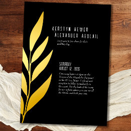 Boho Black Gold Foil Vintage Casamento Botânico