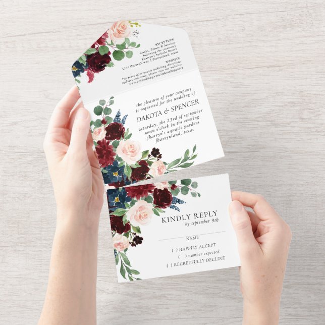 Boho Bloom | Borgonha vermelha e azul Marinho (Tearaway)
