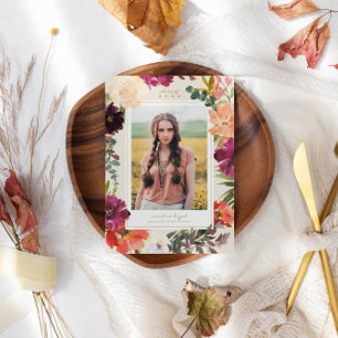 Boho Blooms Anúncio de Foto para Graduação 2024