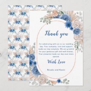 Boho Blue Grama Cortadeira Casamento Agradecimento