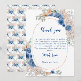 Boho Blue Pampas Grass Agradecimento de Casamento