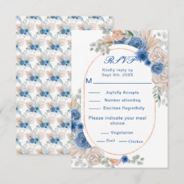 Boho Blue Pampas Grass Weding RSVP