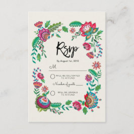 Boho Blue Stripe Folk Flowers | Resposta Casamento