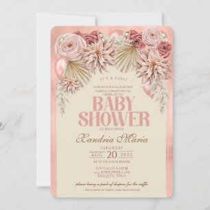 Boho Blush Beige - Convite para Chá de fraldas Sec