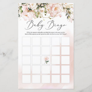 Boho blush cor-de-rosa ouro floral folhas bingo ga