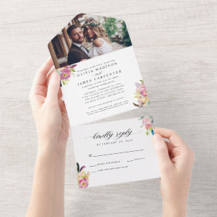 Boho Blush Floral Flor Watercolor Casamento