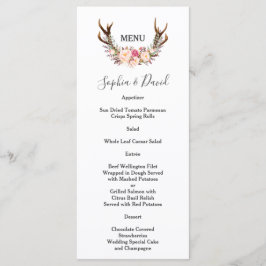 Boho Blush Flowers Menu de Casamento