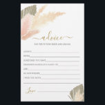 Boho Blush Pampas Grass Advice para o Cartão Bride<br><div class="desc">Boho Blush Pampas Grass orienta a noiva</div>