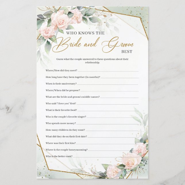 Boho Blush que conhece melhor a noiva e o noivo (Frente)