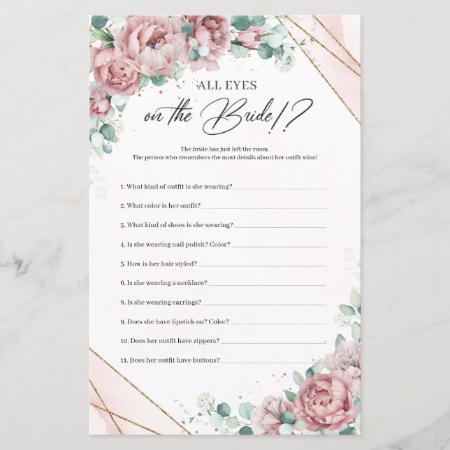 Boho Blush rosa eucalipto Todos os olhos na noiva (Frente)