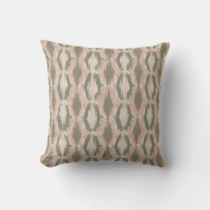 Boho Blush Rosa Olive Ikat Almofada de Arremesso