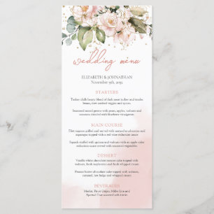 Boho Blush Rosas Florais Rosa Menu Casamento Moder