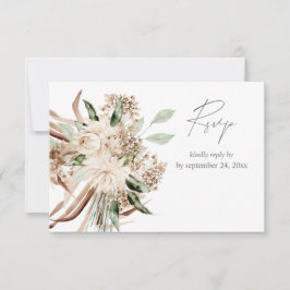 Boho Bohemian Beige Floral com placa RSVP de Refei