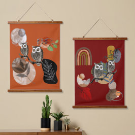 Boho Bohemian Modern Art Ows Nature Birds Wall