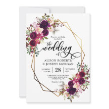 Boho bordo convite para casamento geométrico