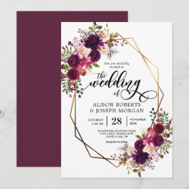 Boho bordo convite para casamento geométrico