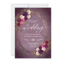 Boho bordo convite para casamento geométrico