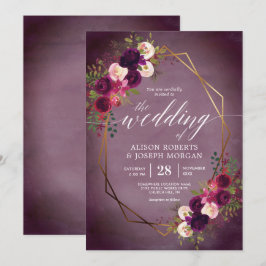 Boho bordo convite para casamento geométrico