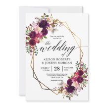 Boho bordo convite para casamento geométrico