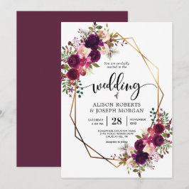 Boho bordo convite para casamento geométrico