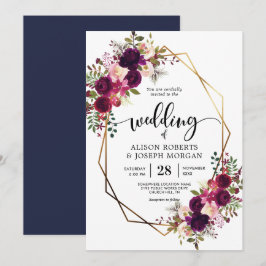 Boho bordo convite para casamento geométrico