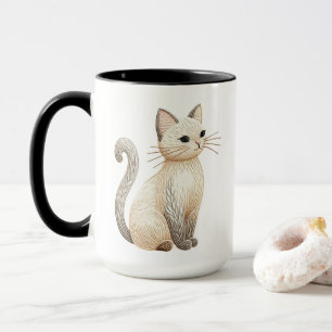 Boho bordou o Gatinho neutro na caneca de café