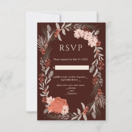 Boho botanicals Brown e Cream Cartão RSVP de Casam