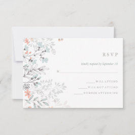 Boho Botânico Rustic Wedding Coral e Cinza RSVP