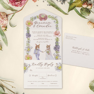 Boho Bunny Love Watercolor Wede RSVP
