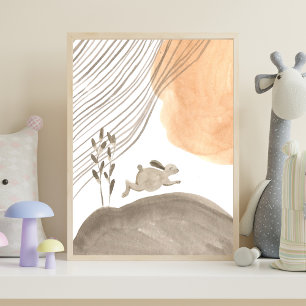 Boho Bunny Nursery Woodland Poster
