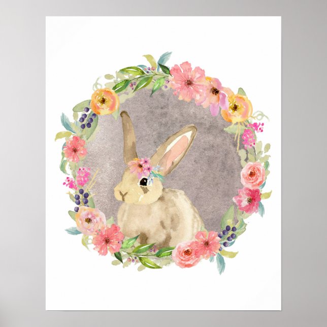 Boho Bunny Rabbit Woodland Poster (Frente)