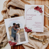 Boho Burgundy Arch Floral Convite