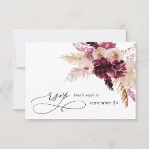 Boho Burgundy & Blush Pink Floral w RSVP de Refei