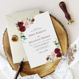 boho burgundy e blush convite para casamento flora