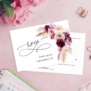 Boho Burgundy & Pink Floral & Fruta w RSVP de Refe