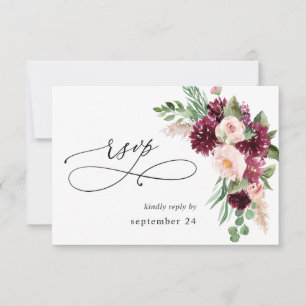 Boho Burgundy & Pink Floral & Greenery w RSVP de R