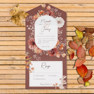 Boho Burnt Orange Rust Fall Floral No Janta