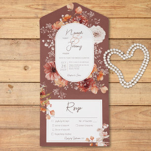 Boho Burnt Orange Rust Fall Floral Três Jantas